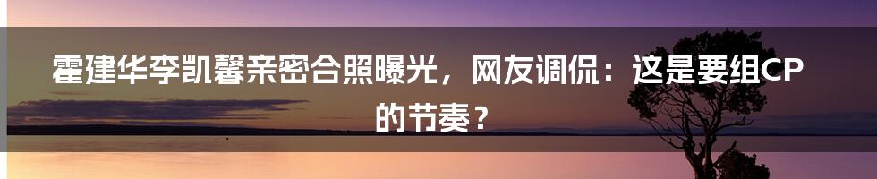 霍建华李凯馨亲密合照曝光，网友调侃：这是要组CP的节奏？