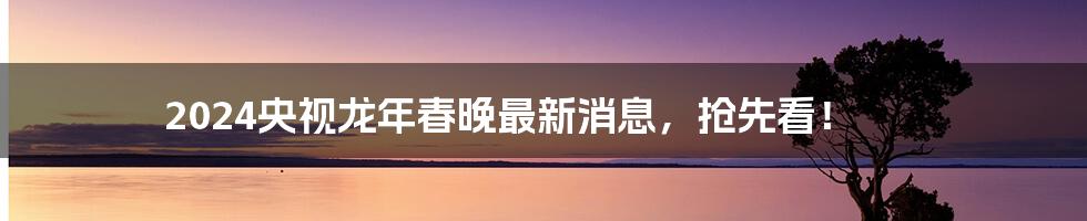 2024央视龙年春晚最新消息，抢先看！