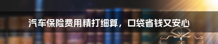 汽车保险费用精打细算，口袋省钱又安心