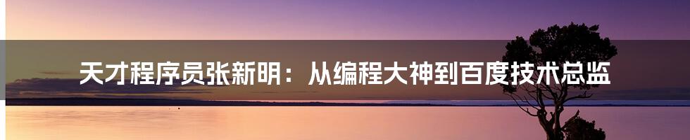 天才程序员张新明：从编程大神到百度技术总监