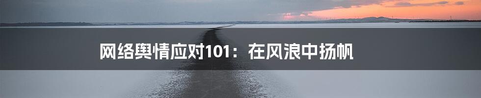 网络舆情应对101：在风浪中扬帆