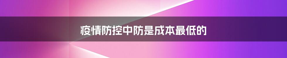 疫情防控中防是成本最低的