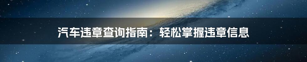 汽车违章查询指南：轻松掌握违章信息