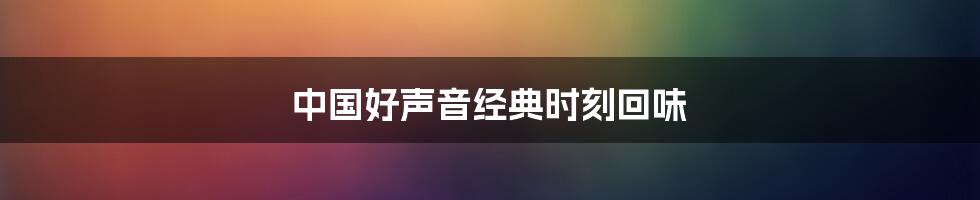 中国好声音经典时刻回味