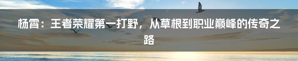 杨霄：王者荣耀第一打野，从草根到职业巅峰的传奇之路