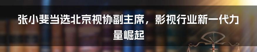 张小斐当选北京视协副主席，影视行业新一代力量崛起