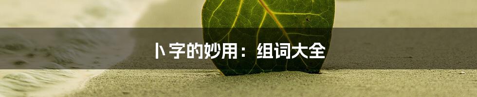 卜字的妙用：组词大全