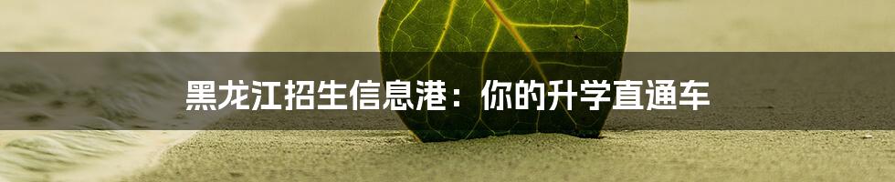 黑龙江招生信息港：你的升学直通车