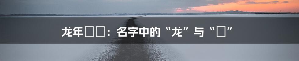 龙年龘龘：名字中的“龙”与“龘”