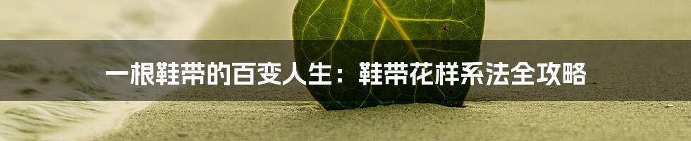 一根鞋带的百变人生：鞋带花样系法全攻略