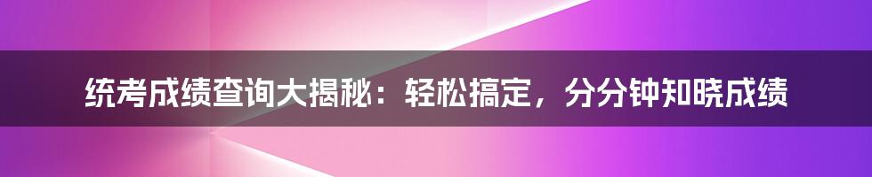 统考成绩查询大揭秘：轻松搞定，分分钟知晓成绩