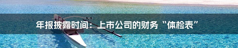 年报披露时间：上市公司的财务“体检表”