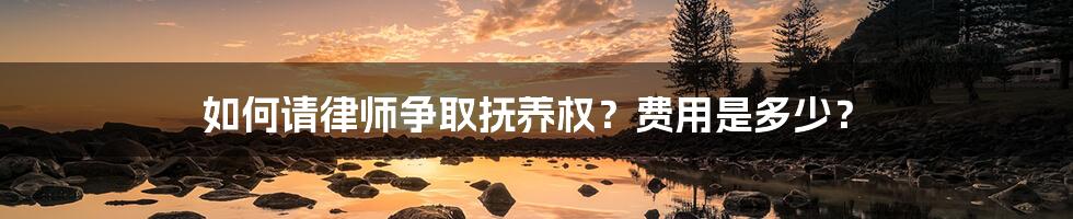 如何请律师争取抚养权？费用是多少？