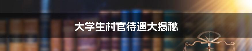 大学生村官待遇大揭秘