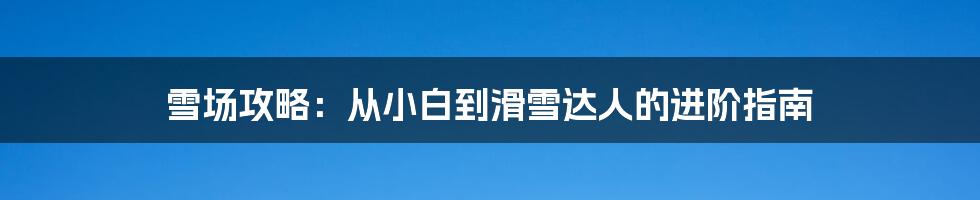 雪场攻略：从小白到滑雪达人的进阶指南