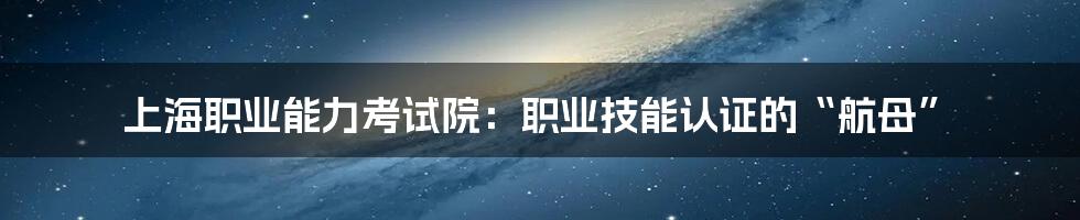 上海职业能力考试院：职业技能认证的“航母”