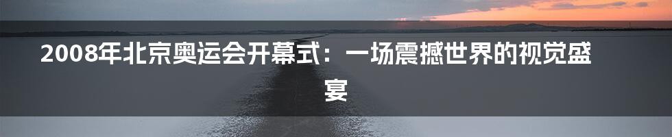 2008年北京奥运会开幕式：一场震撼世界的视觉盛宴