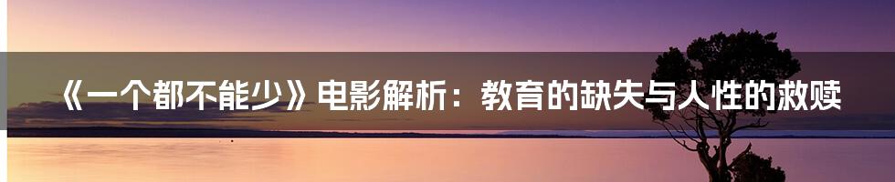 《一个都不能少》电影解析：教育的缺失与人性的救赎