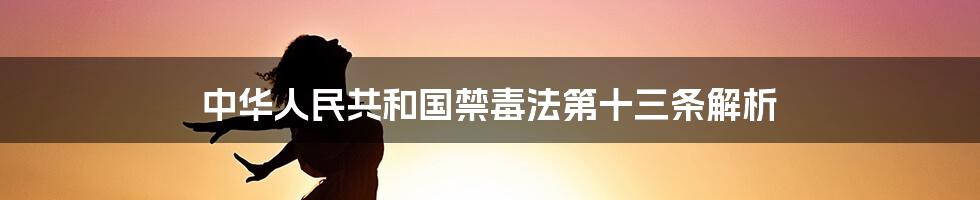 中华人民共和国禁毒法第十三条解析