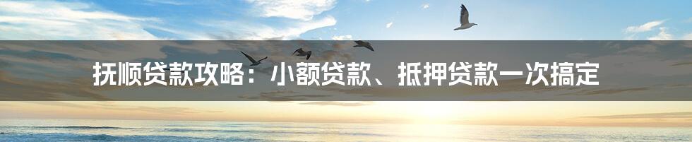 抚顺贷款攻略：小额贷款、抵押贷款一次搞定