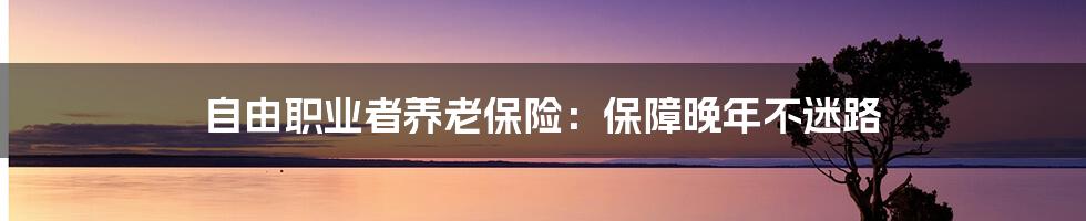 自由职业者养老保险：保障晚年不迷路