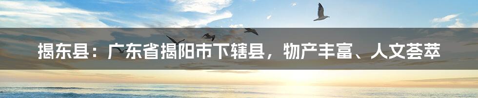 揭东县：广东省揭阳市下辖县，物产丰富、人文荟萃