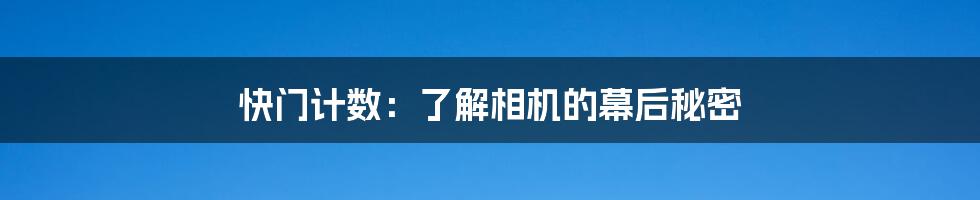 快门计数：了解相机的幕后秘密