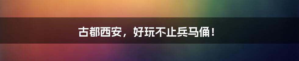 古都西安，好玩不止兵马俑！