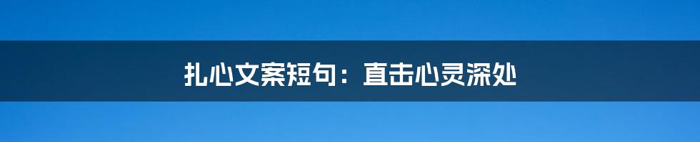 扎心文案短句：直击心灵深处