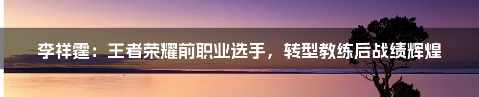 李祥霆：王者荣耀前职业选手，转型教练后战绩辉煌