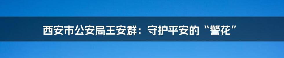 西安市公安局王安群：守护平安的“警花”