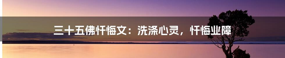 三十五佛忏悔文：洗涤心灵，忏悔业障