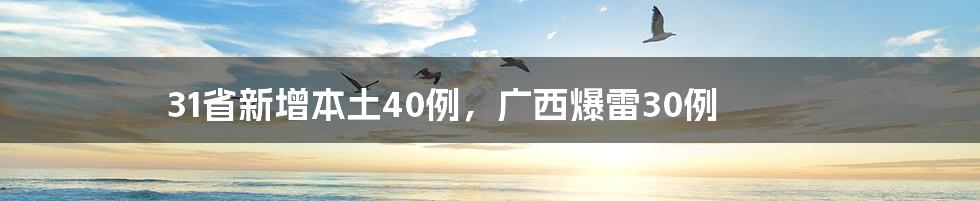 31省新增本土40例，广西爆雷30例