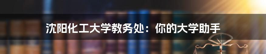 沈阳化工大学教务处：你的大学助手