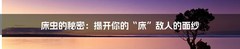 床虫的秘密：揭开你的“床”敌人的面纱