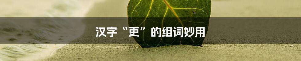 汉字“更”的组词妙用