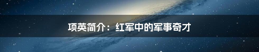 项英简介：红军中的军事奇才