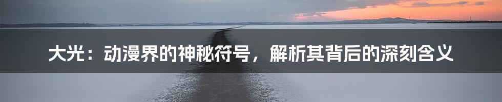 大光：动漫界的神秘符号，解析其背后的深刻含义