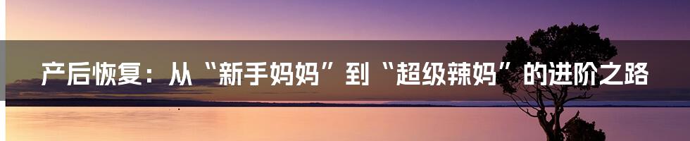 产后恢复：从“新手妈妈”到“超级辣妈”的进阶之路