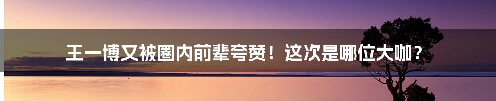 王一博又被圈内前辈夸赞！这次是哪位大咖？