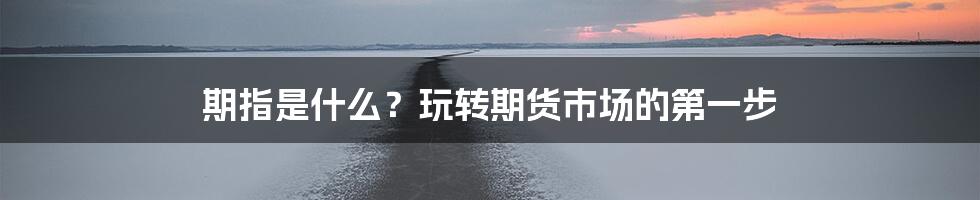 期指是什么？玩转期货市场的第一步