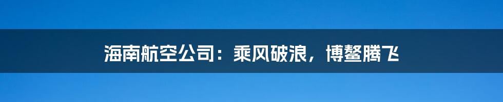 海南航空公司：乘风破浪，博鳌腾飞