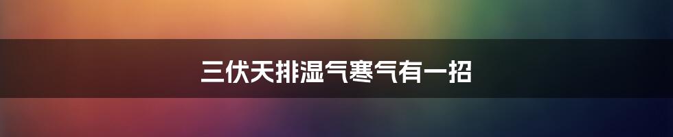 三伏天排湿气寒气有一招