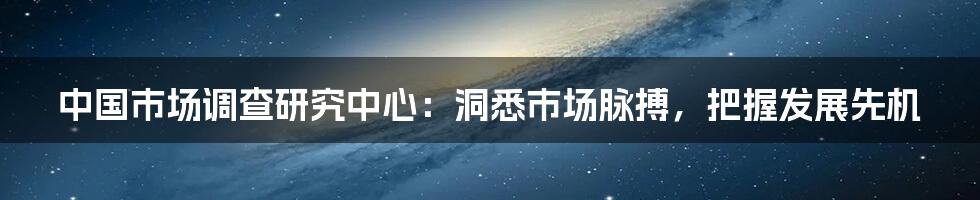 中国市场调查研究中心：洞悉市场脉搏，把握发展先机