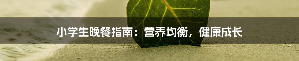 小学生晚餐指南：营养均衡，健康成长