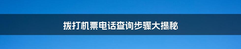 拨打机票电话查询步骤大揭秘