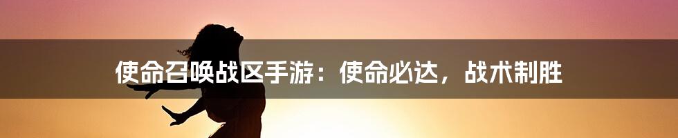 使命召唤战区手游：使命必达，战术制胜