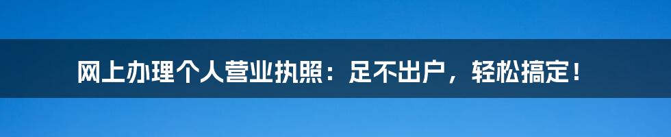 网上办理个人营业执照：足不出户，轻松搞定！