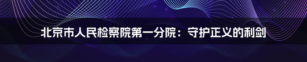 北京市人民检察院第一分院：守护正义的利剑