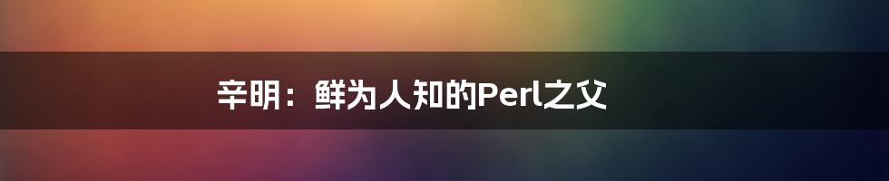 辛明：鲜为人知的Perl之父